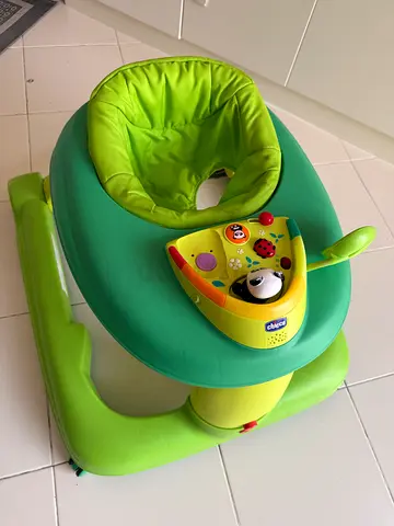 Chicco Green baby activity walker seat with toys - good used condition
