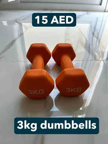 Pair of 3kg Hex Rubber Dumbbells - Good Condition
