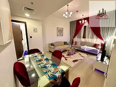 Sharjah, Al Taawun: Apartment with one bedroom, a living room, a kitchen, and two bathrooms.