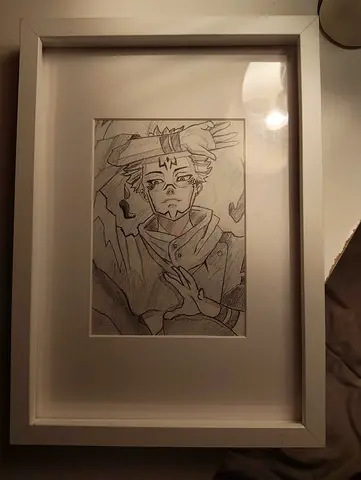 Framed Original Pencil Drawing - Anime Character SUKUNA