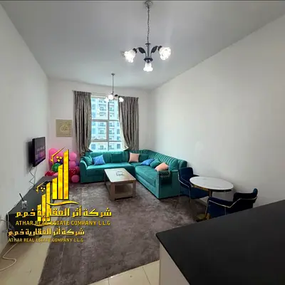 شقه فاخره ثاني ساكن غرفه وصاله مع بلكونه مفتوحه.عجمان الستي تاور.مفروش بالكامل للإيجار الشهري✨الإيجار يشمل الفواتير والإنترنت وموقف