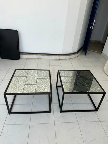 Marina exotic two sofa side tables silver