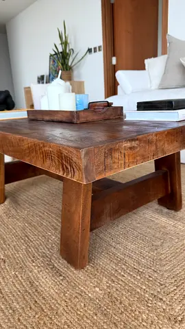 Solid Rustic Wooden Coffee Table - Low Square Design