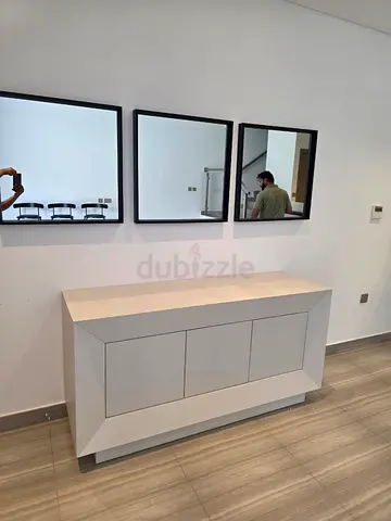 White Modern Sideboard Console Cabinet with Clean Lines