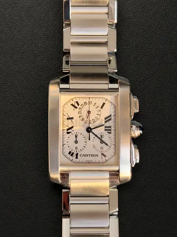 Cartier Tank Française Chronoflex XL Ref. 2303 – Circa 2000 – Original Box