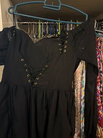 Black Corset-Style Maxi Dress with Lace Trim, Small size bought from amsterdam local witchy shop