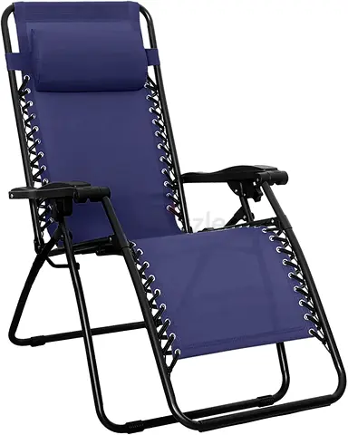 Foldable Zero Gravity Recliner Lounge Chair - Navy Blue