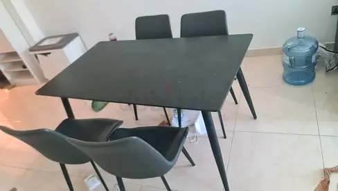 Ceramic Top 4-Seater Dining Table with 4 Chairs - Grey, Good Condition