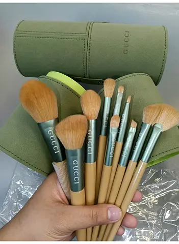 GUCCI 10Pcs Makeup Brush Set with Travel Case, Professional Face & Eye Cosmetic Brushes