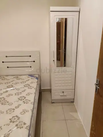 Narrow White Single-Door Wardrobe with Mirror - Good Condition