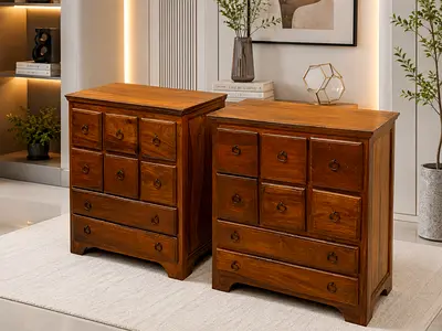 Marina Home Pair of Solid Wood Bedside Cabinets / Nightstands - Classic Design