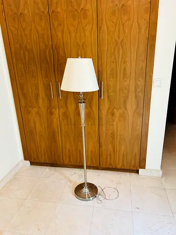 Elegant Silver Floor Lamp with White Shade