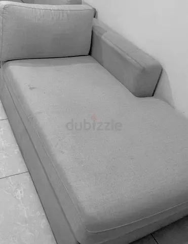 U shaped Light grey chaise lounge sofa - single seater sectional