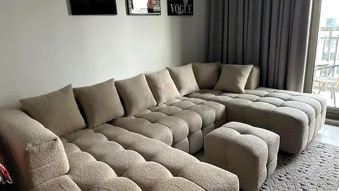 Premium Cream U-Shape Sectional Sofa