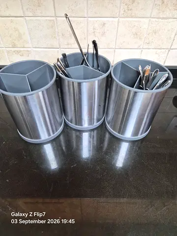 Set of 3 Stainless Steel Kitchen Utensil Holders
