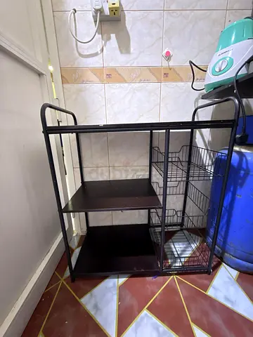 Metal & Wood Kitchen/Utility Shelf with Wire Baskets