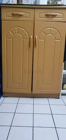 Compact 2-door Shoe Cabinet / Cupboard - Beige, Good Condition