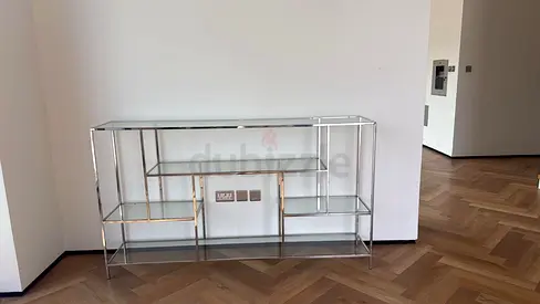 Modern Glass Display Console / Shelving Unit - 4 Tiers