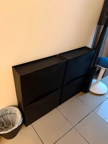 Ikea Shoe Cabinets Set of 4 Black - Slim, Wall/Free-standing