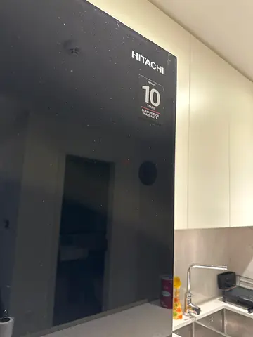 Hitachi Black Glass Door Refrigerator - Very Good Condition
