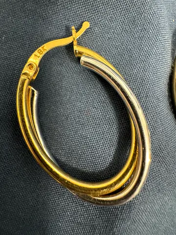 18K Two-Tone Gold Hoop Earrings – 4g