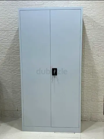 Tall Metal Storage Cabinet with Lock - Light Grey