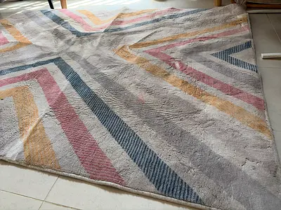 150x120cm Soft Geometric Pastel Area Rug — Good Condition