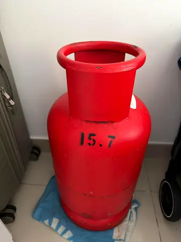 Red LPG Gas Cylinder (15.7 kg) with 2 Burner Stove - Good Condition
