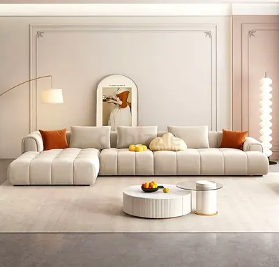 Large Neutral Modular Sofa with Chaise