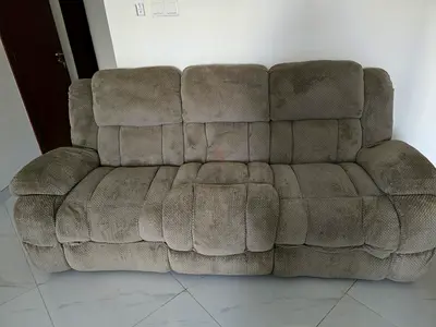 Sofa - Grey Plush, Good Condition but one recliner is not working