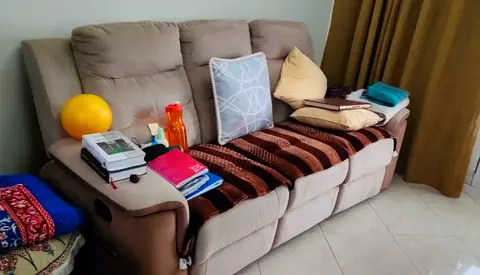 Beige 3-Seater Reclining Sofa in Good Condition