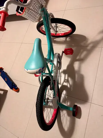 Kids 16-inch Bicycle with Training Wheels - Light Blue & Pink