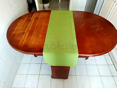 Wooden Extendable Dining Table + Folding Chair & Storage