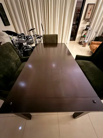 Large Dark Wood Dining Table - Solid Rectangular Table