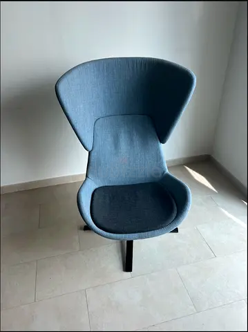 Modern Blue Upholstered Accent Chair with High Back