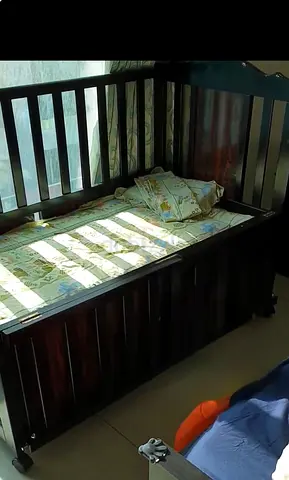 Wooden Baby Crib with Storage - Dark Finish (Used)