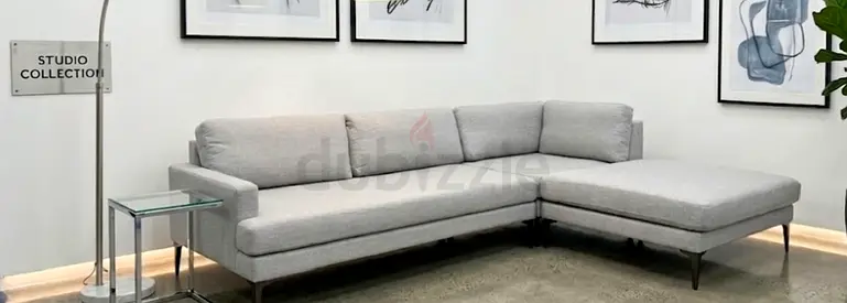 Light grey west elm Andes lshape sofa