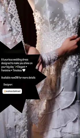 White embellished bridal wedding dress, size available - elegant couture