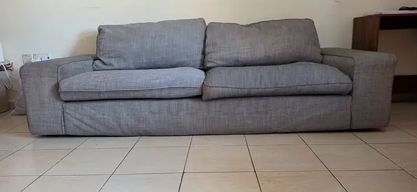 Grey 3-Seater Fabric Sofa in Good Condition