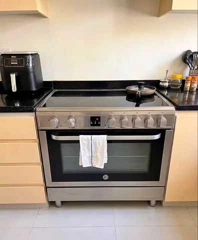 Hoover 5 Zone Ceramic Cooker With Multifunction Electric Oven Grill Full Safety Steel Finish Size 90
