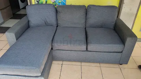 Grey L-shaped 3-seater Sofa with Chaise - Good Condition