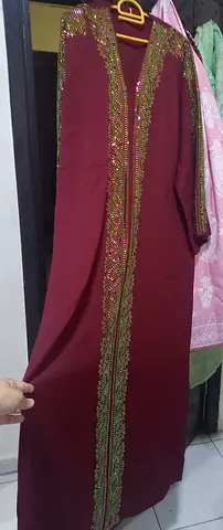 Maroon embellished long abaya / kaftan - gently used