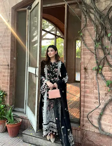 Aneelas luxury embroidered Black traditional outfit size medium