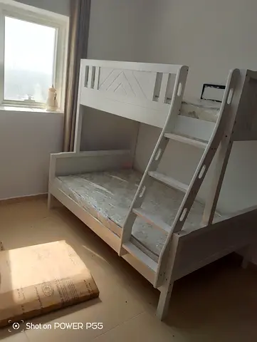 White Wooden Bunk Bed for Kids - Good Condition