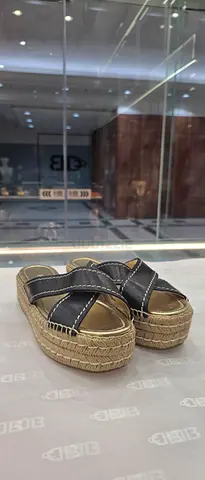 Woven Espadrille Platform Slide Sandals - Size Unknown, Pre-owned
