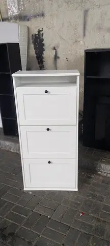 Open Shoe Rack Uae Classifieds: White 3-Drawer Shoe Cabinet with Top Shelf | dubizzle Dubai