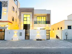 Modern luxury villa for sale in Al Yasmin, fully natural marble facade | 6 master bedrooms | Two flo