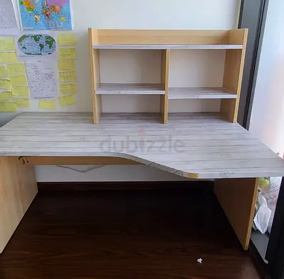 Wooden Study Desk with Hutch - Light Finish