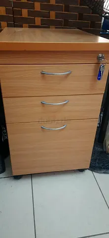 Light Wood 3-Drawer Mobile Office Pedestal with Lock