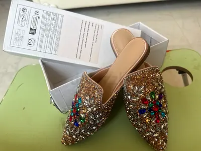 Sparkling Crystal Embellished Pointed Toe Mules